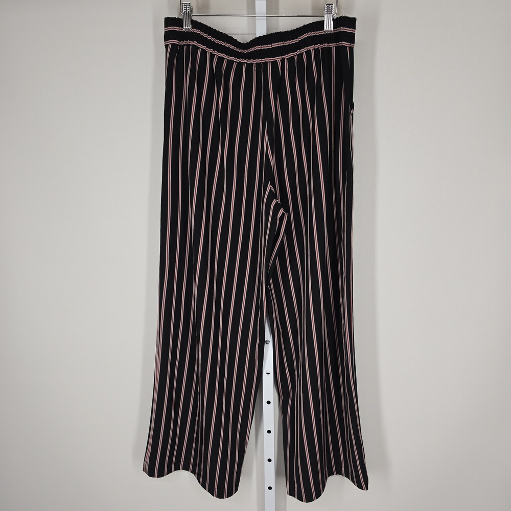 MAX STUDIO Womens Wide‎ Leg Striped Pants Black Red White Size L